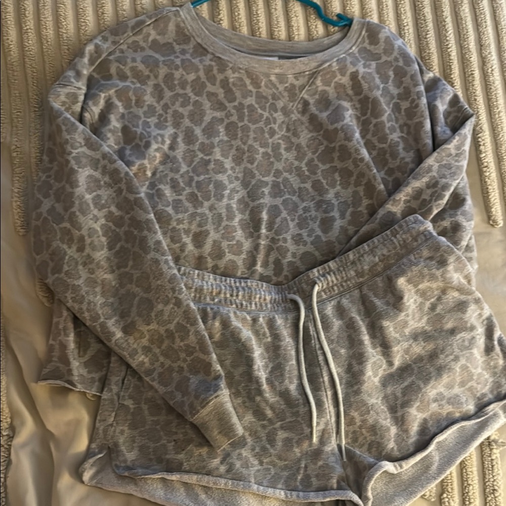 Gray Leopard Print Pajama Set